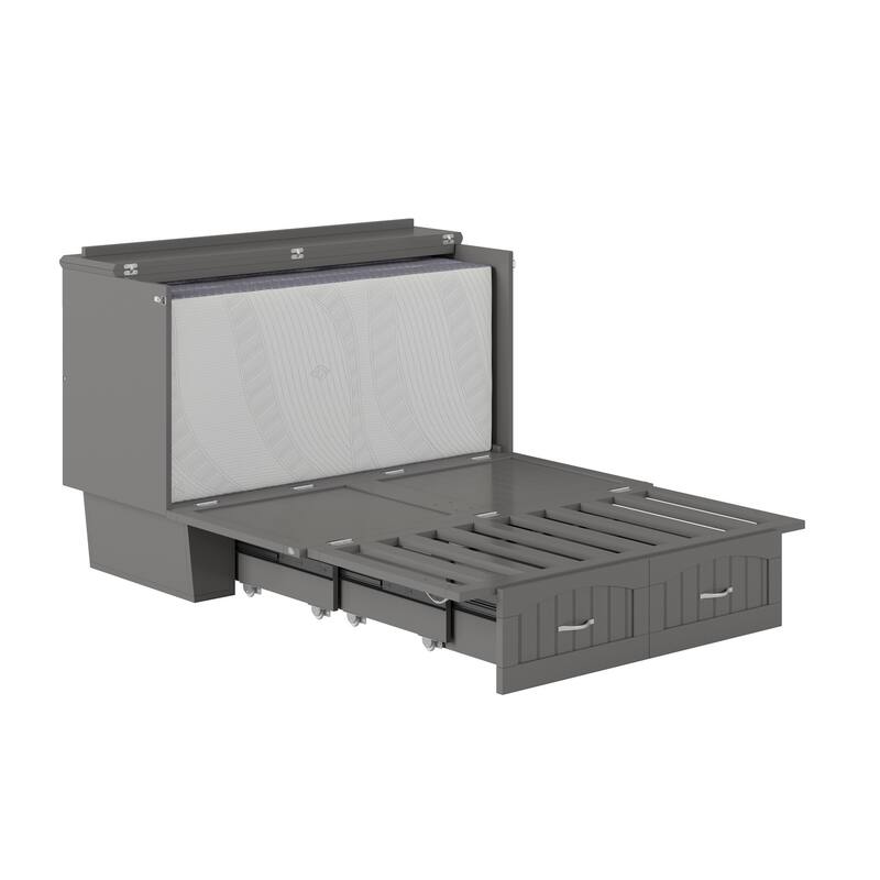 Nantucket Murphy Bed Chest with Mattress and Built-in Charging Station