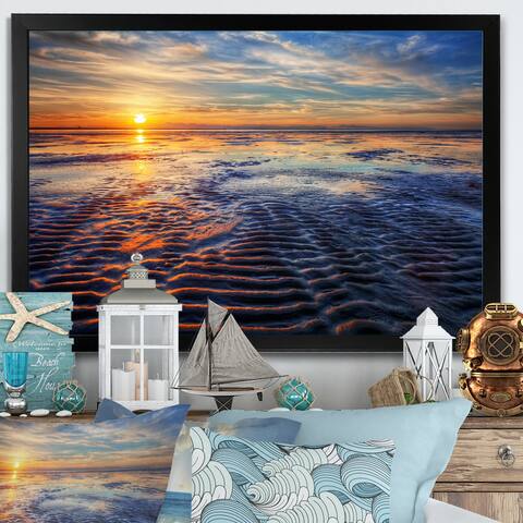 Designart "Sunset On Beautiful Sky" Nautical & Coastal Framed Wall Decor