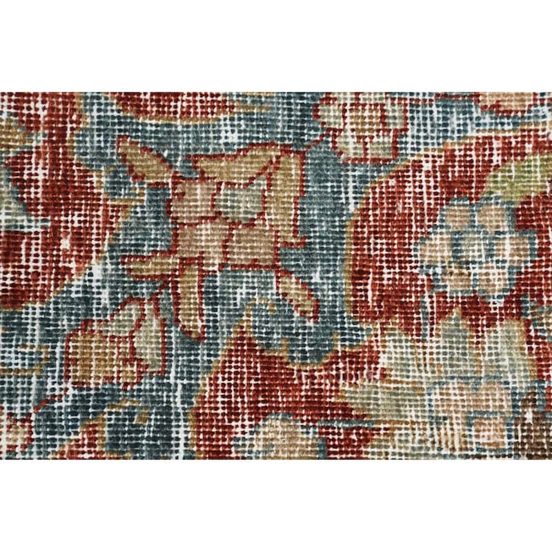 Hand Knotted Oriental 100% Wool Carpet Traditional Floral Oranges & Rust Sarouk Area Rug - 11' 7'' X 8' 9''