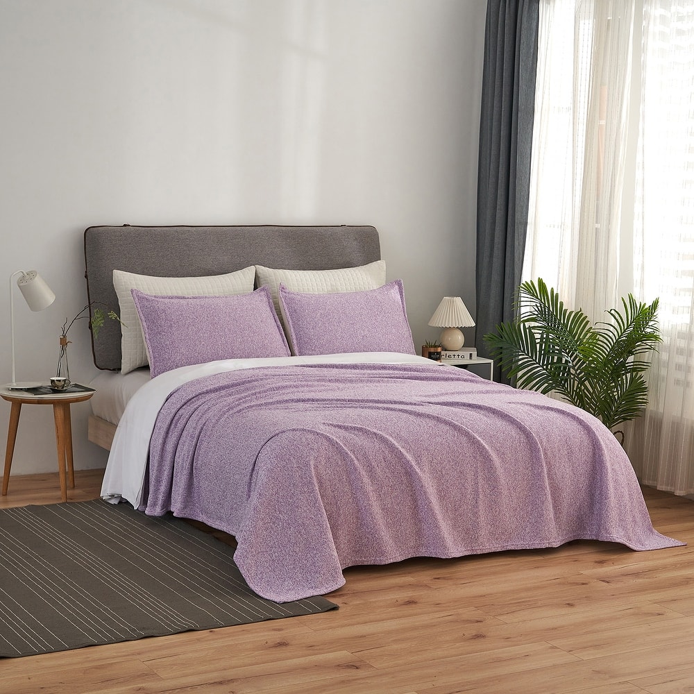 3 Piece Heather Jersey Blanket Knit Blanket