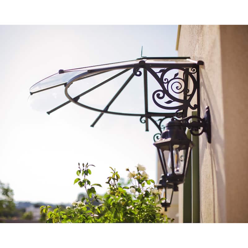 Lily 3 ft. Black/Clear Door and Window Awning
