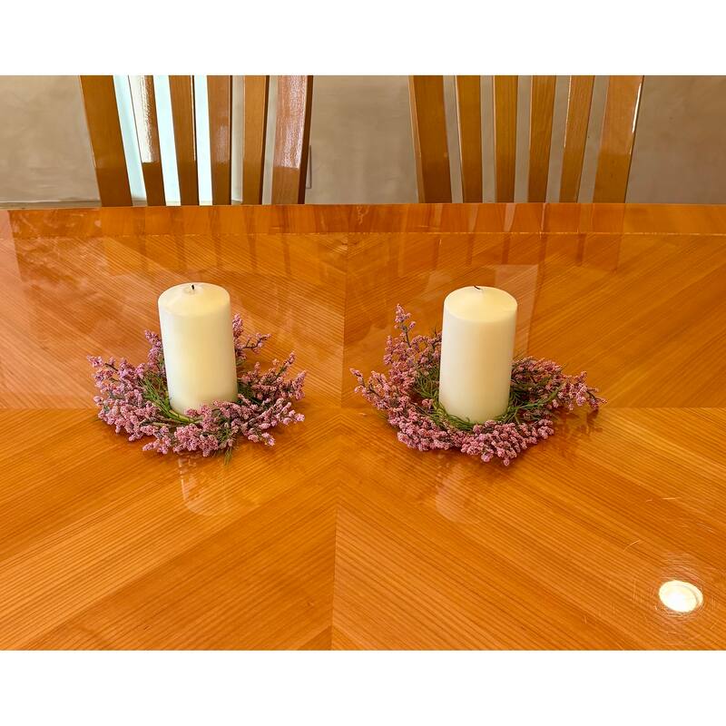 3.25" Bud Candle Ring, Pink, Set of 2 - 5