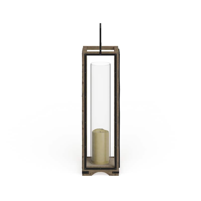 Brown Mango Wood Handmade Decorative Indoor Outdoor Candle Lantern - 8 x 8 x 31