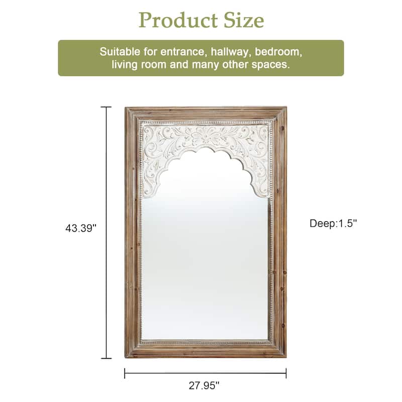 Wood Framed Rectangular Accent Wall Mirror - 43.39" H x 27.95" W x 1.5" D