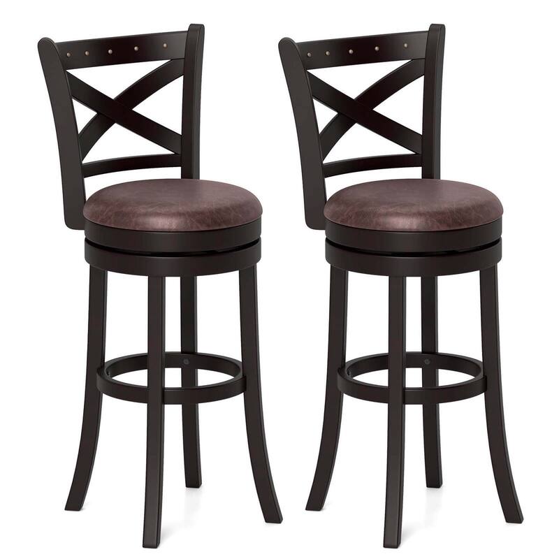 Set of 2/4 Bar Stools 30" Swivel Bar Height Bar Chairs w/ Copper Nails - Set of 2