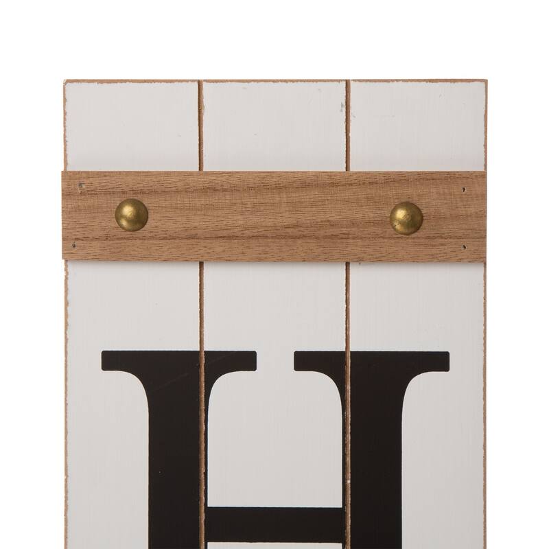 Glitzhome 42"H Wooden "HOME" Porch Sign with 3 Changable Floral Wreaths