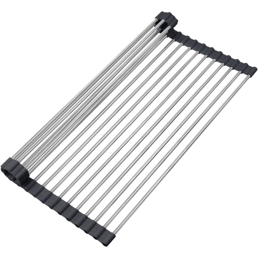 CB HOME 18'' X 13'' Multipurpose Stainless Steel Roll Up Drying Rack, Multifunction Kitchen Sink Roll Up Drying Rack