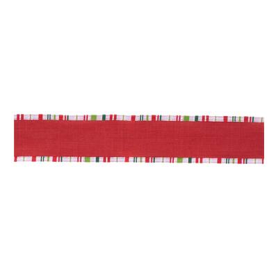 Striped Trim Wired Ribbon (Set of 2) - N/A