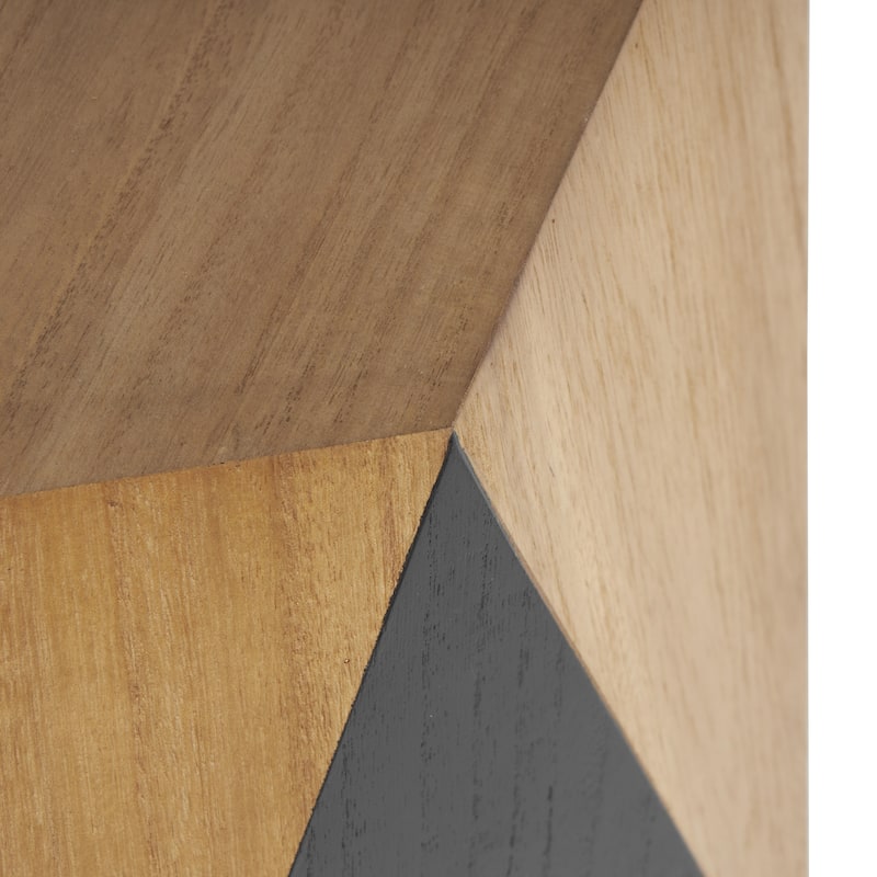 Wood Geometric Diamond Accent Table with Black Accents - Brown - Roche River Decor
