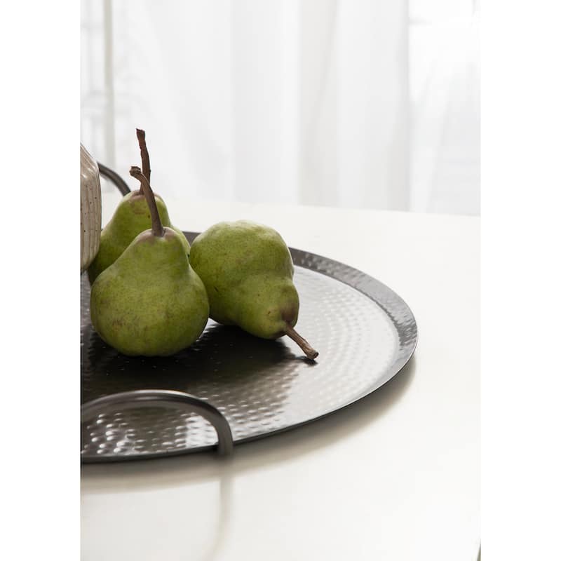 Kate and Laurel Sanzo Hammered Round Metal Tray