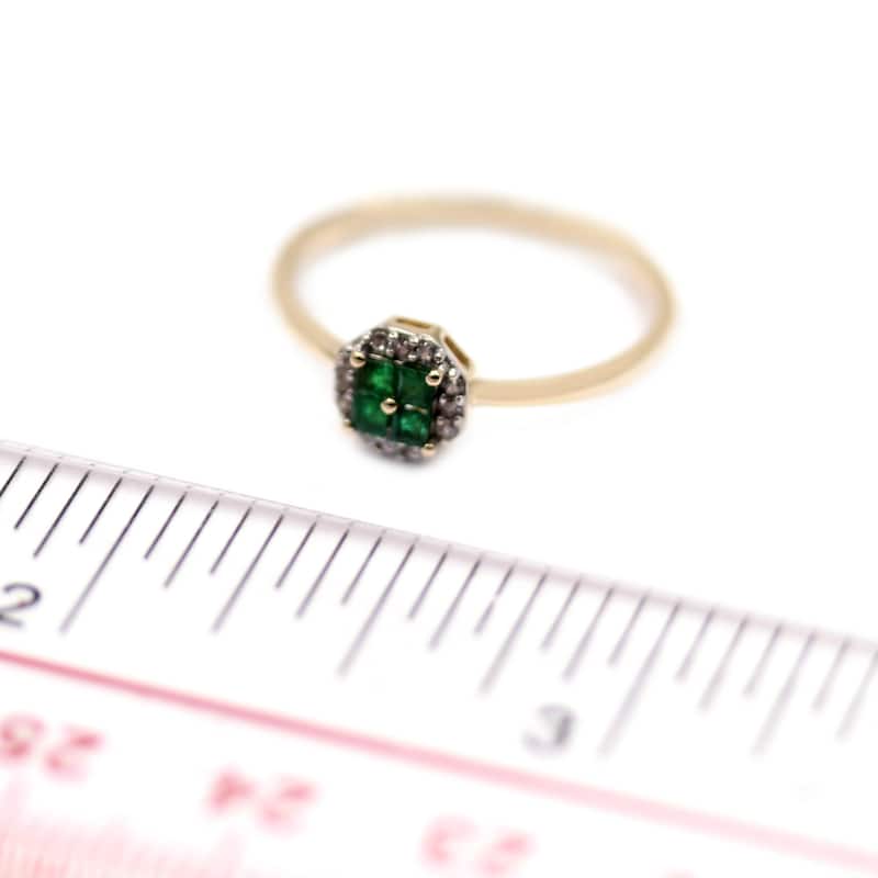 Solid 14k Gold Solitaire Ring-Natural 1.75MM Square Emerald With Diamond H-I Color, I1-I2 Clarity Ring