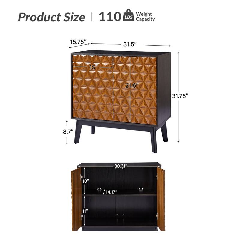 Jakob Modern 2-Solid Door Accent Storage Cabinet Sideboard with Adjustable Shelf by HULALA HOME