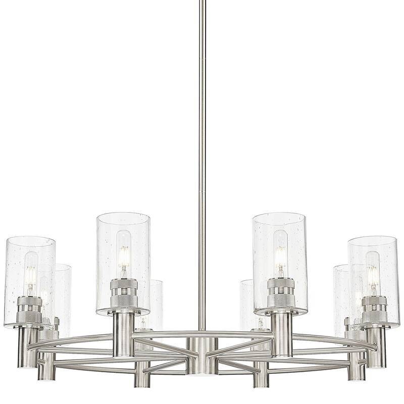 Innovations Lighting 434-8CR-10-32 Crown Point Chandelier Crown Point - Satin Nickel / Deco Swirl