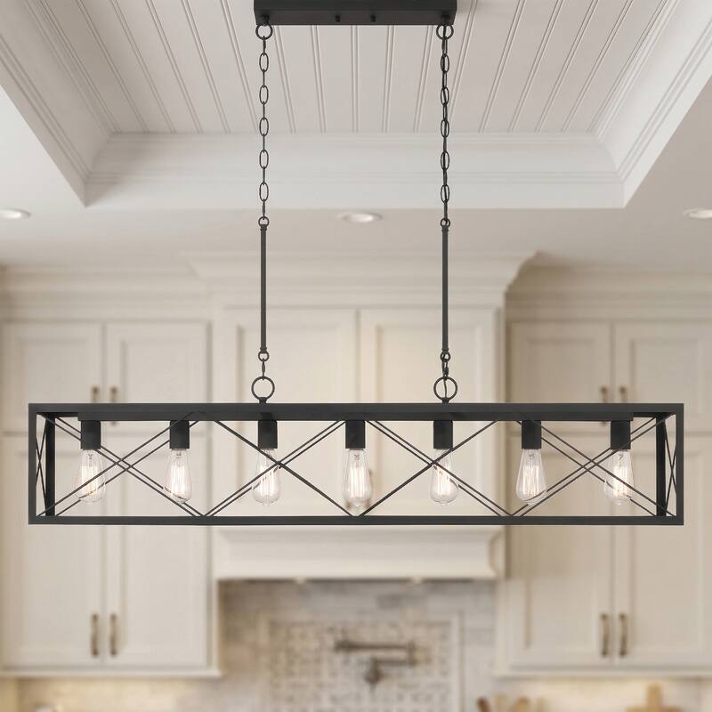 Acroma 7-Light 48In Linear Modern Farmhouse Kitchen Chandelier - 48''