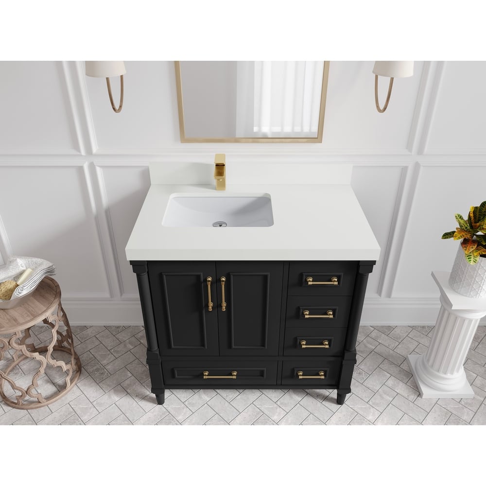 Willow Collections 36 in. W x 22 in. D Aberdeen Left Offset Sink Bathroom Vanity with Countertop