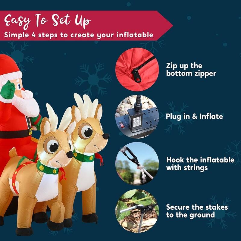 6 ft. Tall Red, Brown & White Vinyl Santa Claus on Sleigh Inflatable - Multicolor