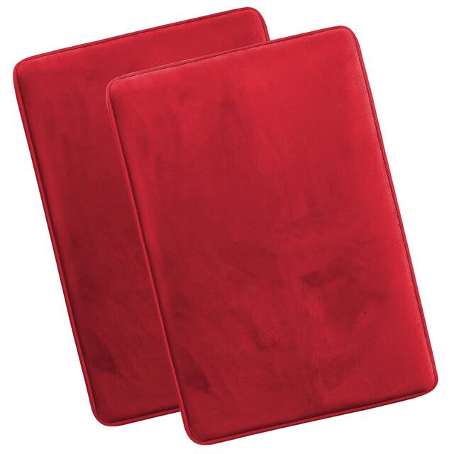 Clara Clark Ultra Soft Plush Bathroom Rug - Non-Slip, Velvet, Memory Foam Bath Mat - Set of 2 - Set of 2 20x32 - Burgundy Red