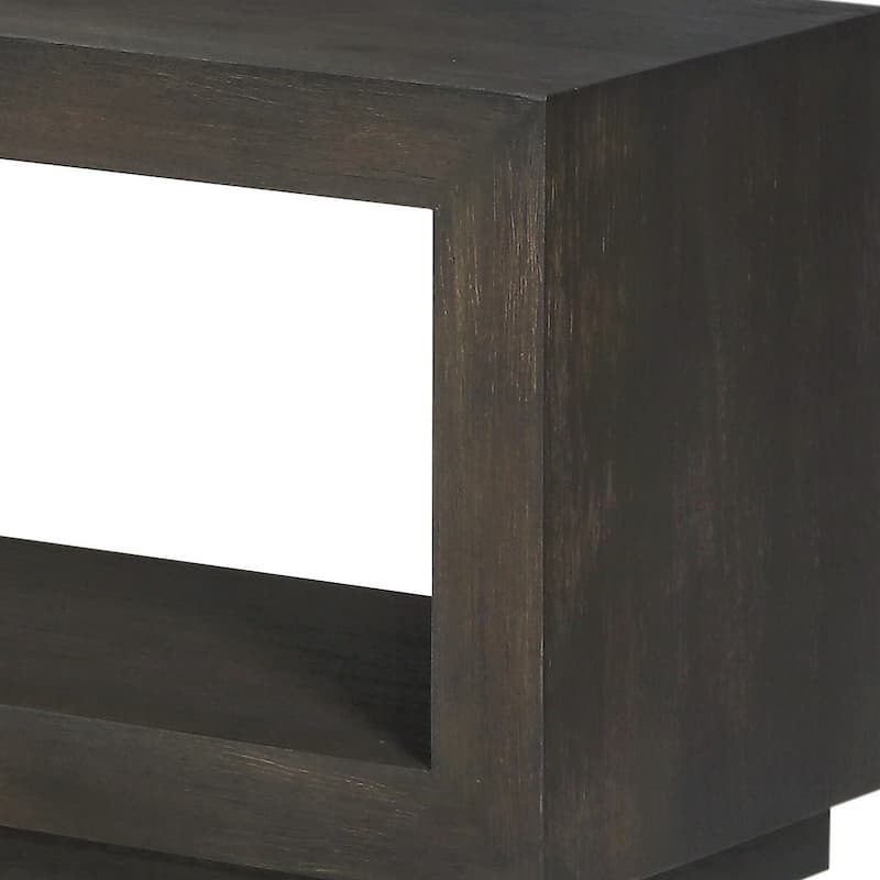 Wooden Rectangular Bench with Open Bottom Shelf, Gray