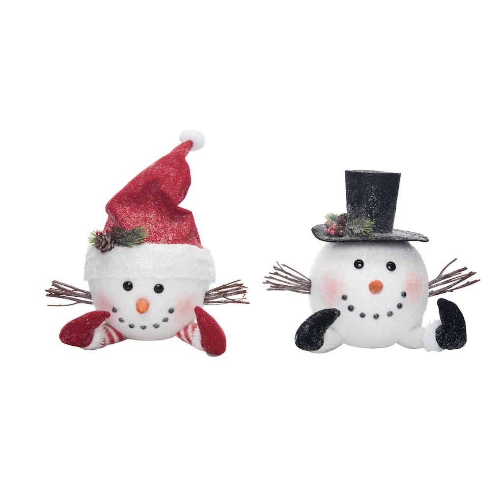 Transpac Foam Snowman Head Decor Set of 2 Christmas Home Decorations