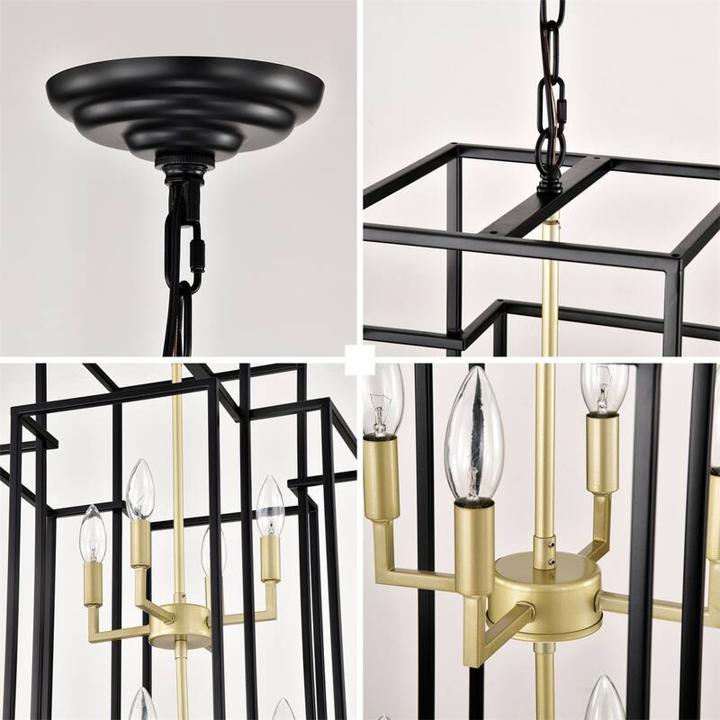 8-Light Metal Lantern Tiered Pendant Hanging Light Fixtures,No Bulbs