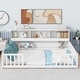 preview thumbnail 1 of 9, Full Size Floor Bed with Side Bookshelf,Guardrails, for kids White