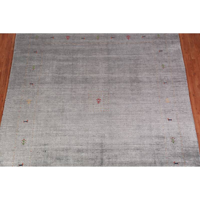 Gabbeh Indian Area Rug Hand-Knotted Silk Carpet - 8'0" x 9'6"