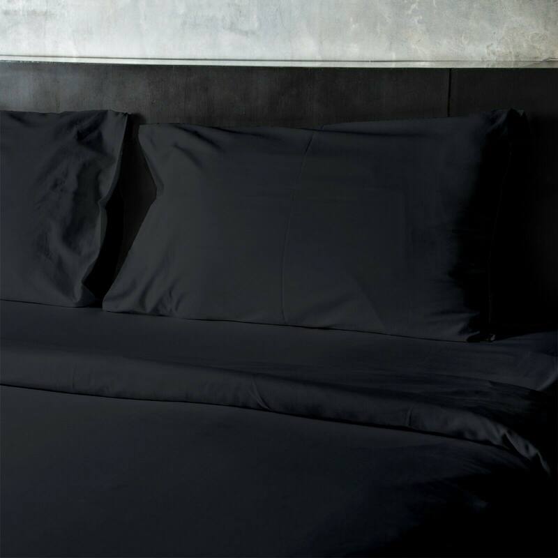 4 Pieces Bamboo Fiber Blend Bed Sheet Set, Deep Pockets - Black - King/California King