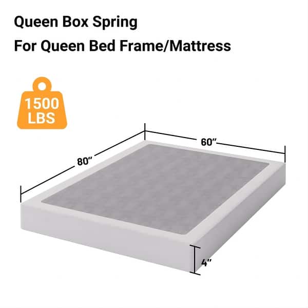 dimension image slide 3 of 4, 4 Inch Metal Box Spring With Grey Cover, Basics Mattress Foundation