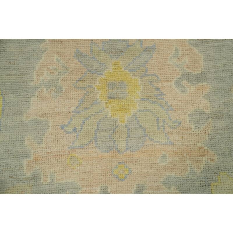 Vegetable Dye Wool Oushak Turkish Area Rug, Floral Geometric Carpet - 10' 1'' X 8' 3''
