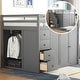 preview thumbnail 21 of 36, Loft Bed Full Size Heavy Duty Loft Bed Space-Saving Loft Bed with Storage Stairs, Guardrail, Cabinet, Wardrobe, 4 Drawers