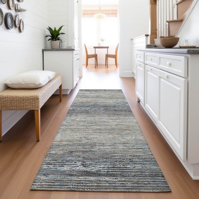 Premium Washable Super Soft Ombre Stripes Mayfield Rug - Granite - 2'3" x 7'6"