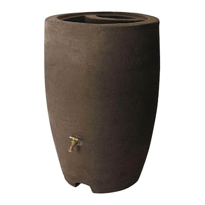Algreen Athena 50 Gallon Plastic Rain Water Collection Drum Barrel, Brownstone - 14.5