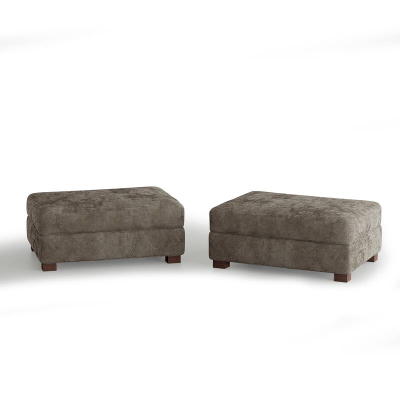 Oversized Chenille Modular Ottoman With Cushioned Top