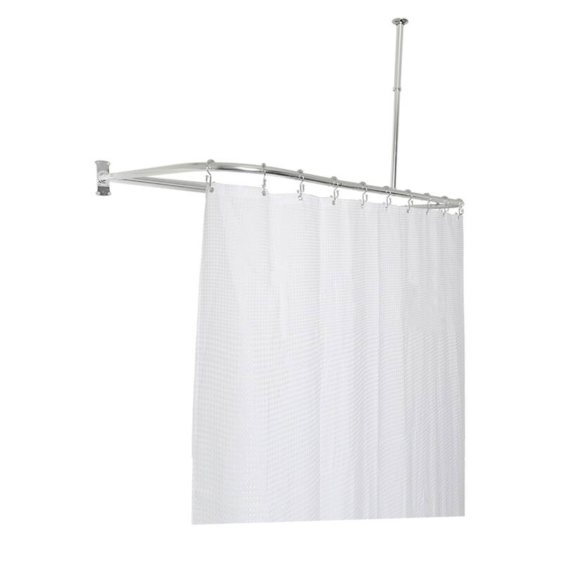 Utopia Alley Rustproof Aluminum D-shape Shower Rod With Ceiling Support for Freestanding Tubs, 60 Inch Large Size by 25 Inch