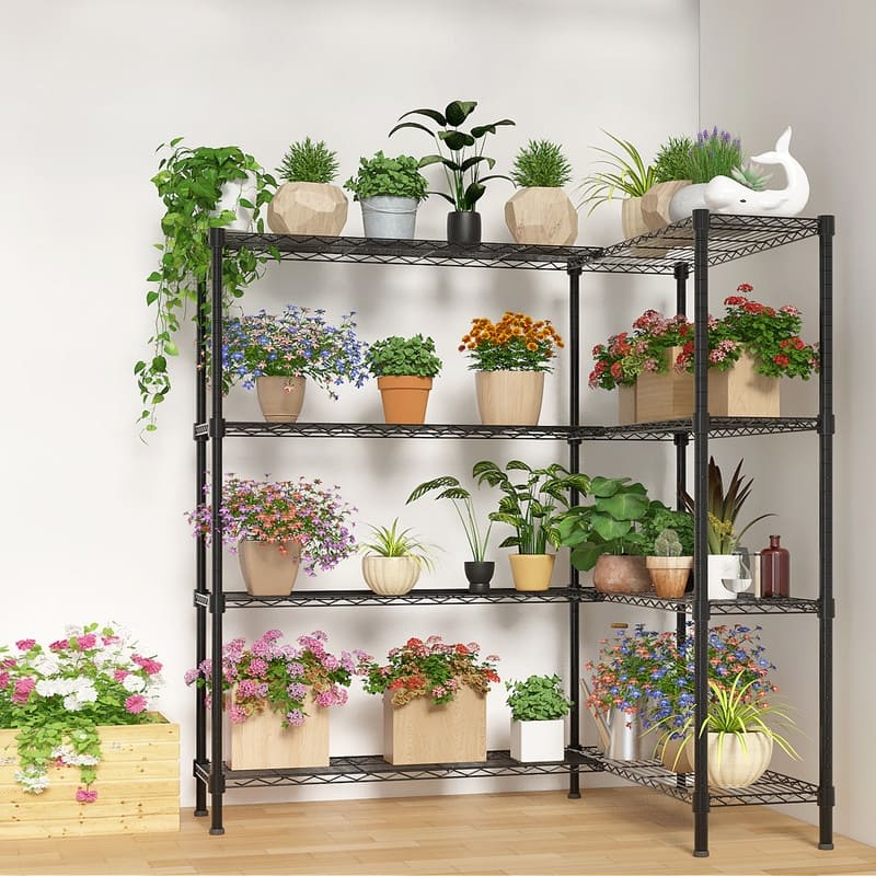 4-Tier Steel Height -Adjustable Storage Rack Heavy Duty Shelving Unit