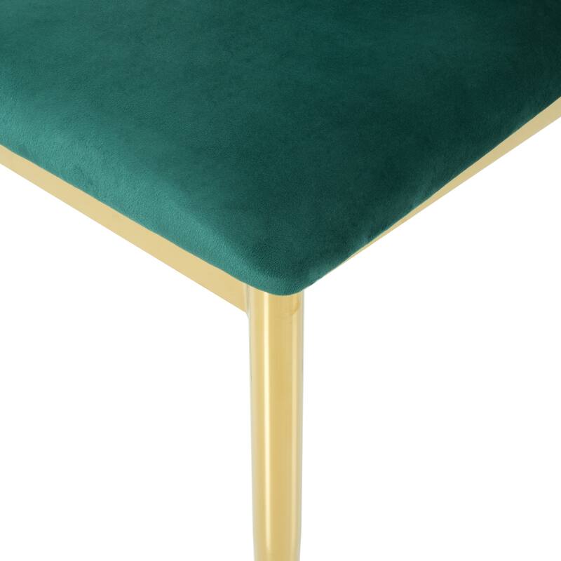 Modern Simple Velvet Dining Chair, Family Bedroom Stool Back Student Table Chair, Gold-Plated Metal Chair Legs (Set of 4)