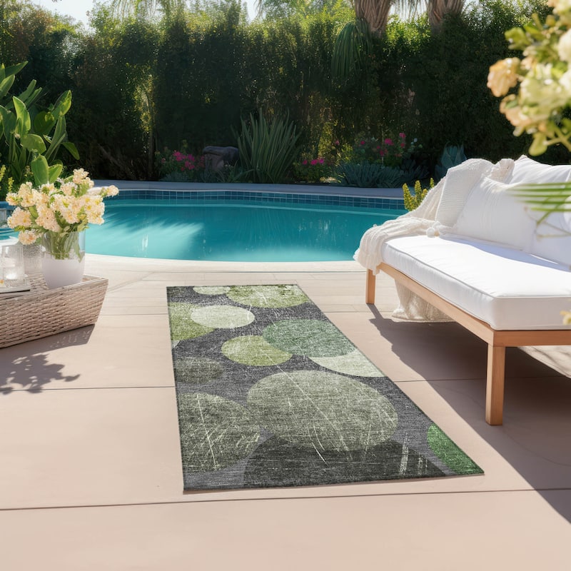 Jami Modern Art-Inspired Weather Resistant Versatile Elegance Runner Outdoor Rug