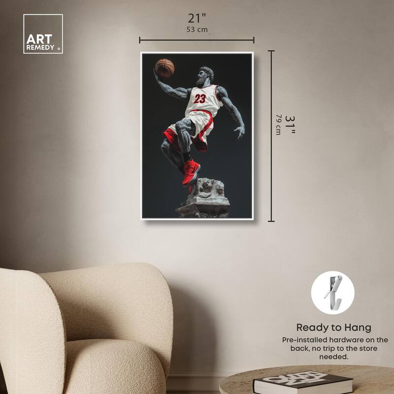 Basketball White Uniform Canvas by Art Remedy