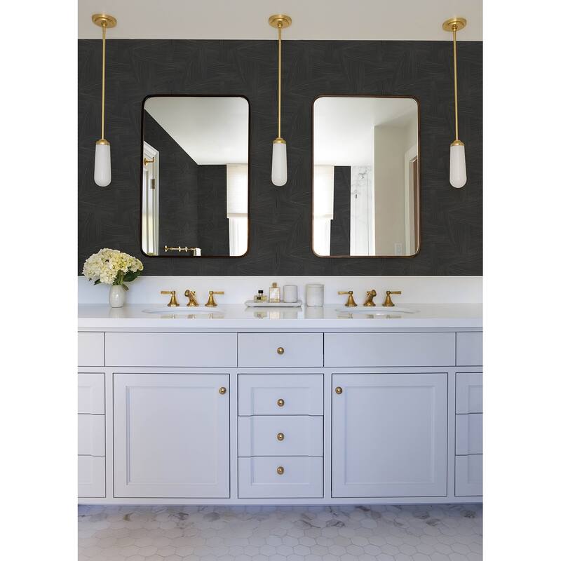 A-Street Prints Reid Black Woven Geometric Wallpaper