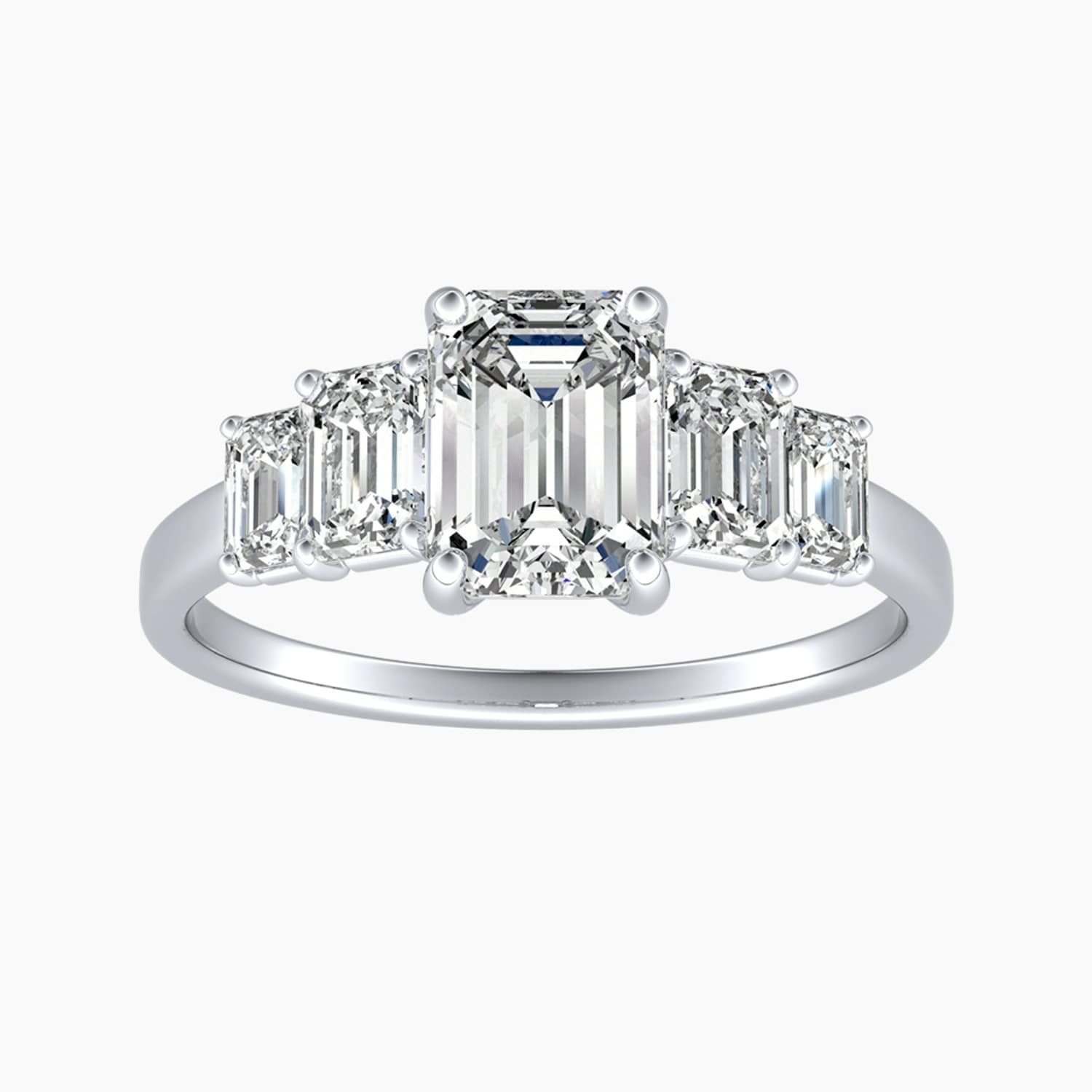 Auriya 14K Gold Lab Grown Diamond Emerald Cut Five Stone Engagement Ring 1.90 - 5.90ct. tw. (E-F, VS)