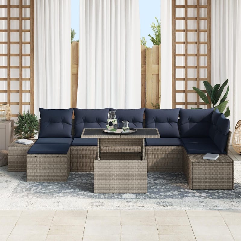 vidaXL 8 Piece Garden Sofa Set with Cushions - 125.6×60.6×27.2