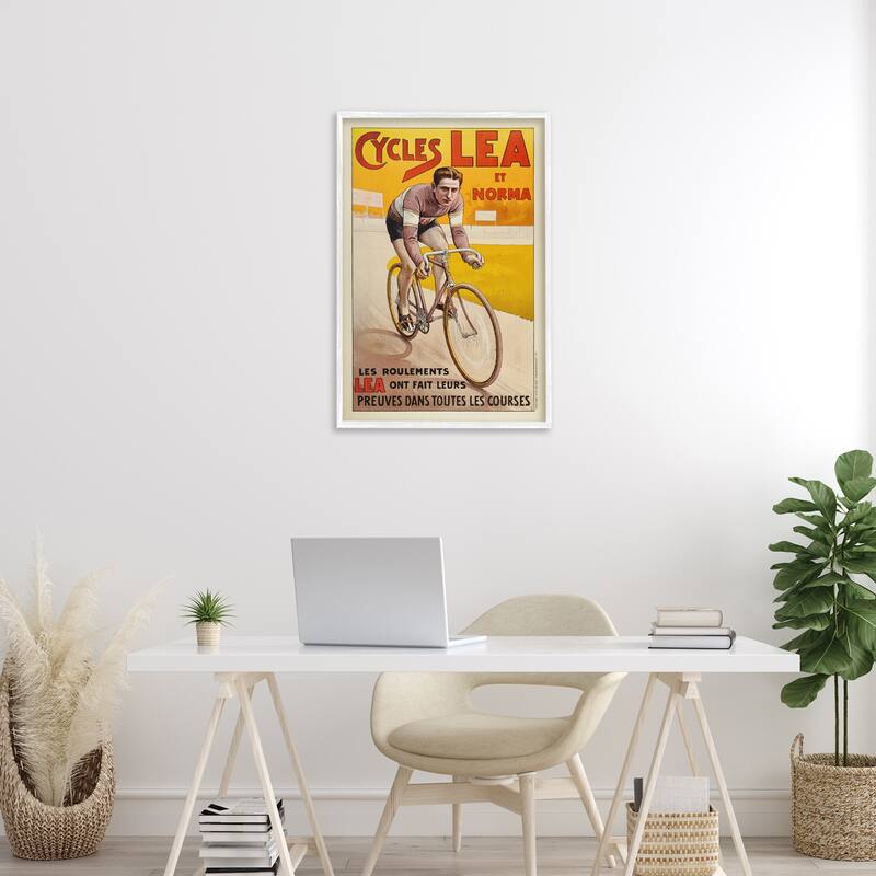 Stupell Yellow Antique Cycling Poster Framed Giclee Art Design By Marcus Jules