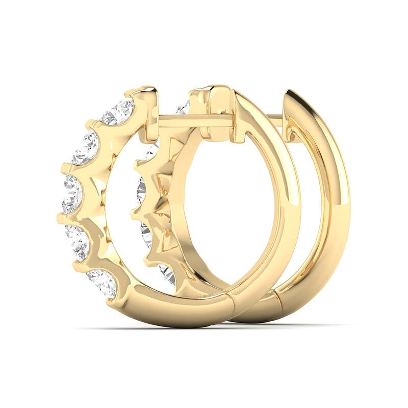 Marquee 1 Carat TW Natural Channel Set Diamond Hoop Earrings in 14K Yellow Gold