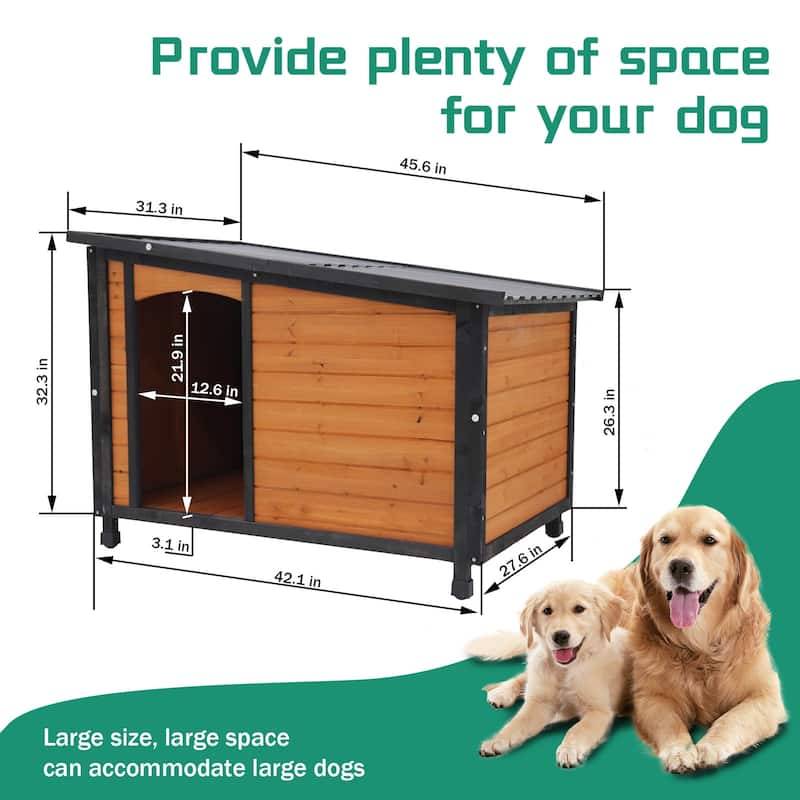 Outdoor Detachable Wooden Dog House Pet House with Weatherproof, Waterproof Feet, Ventilated, Suitable for Medium and Large Dogs