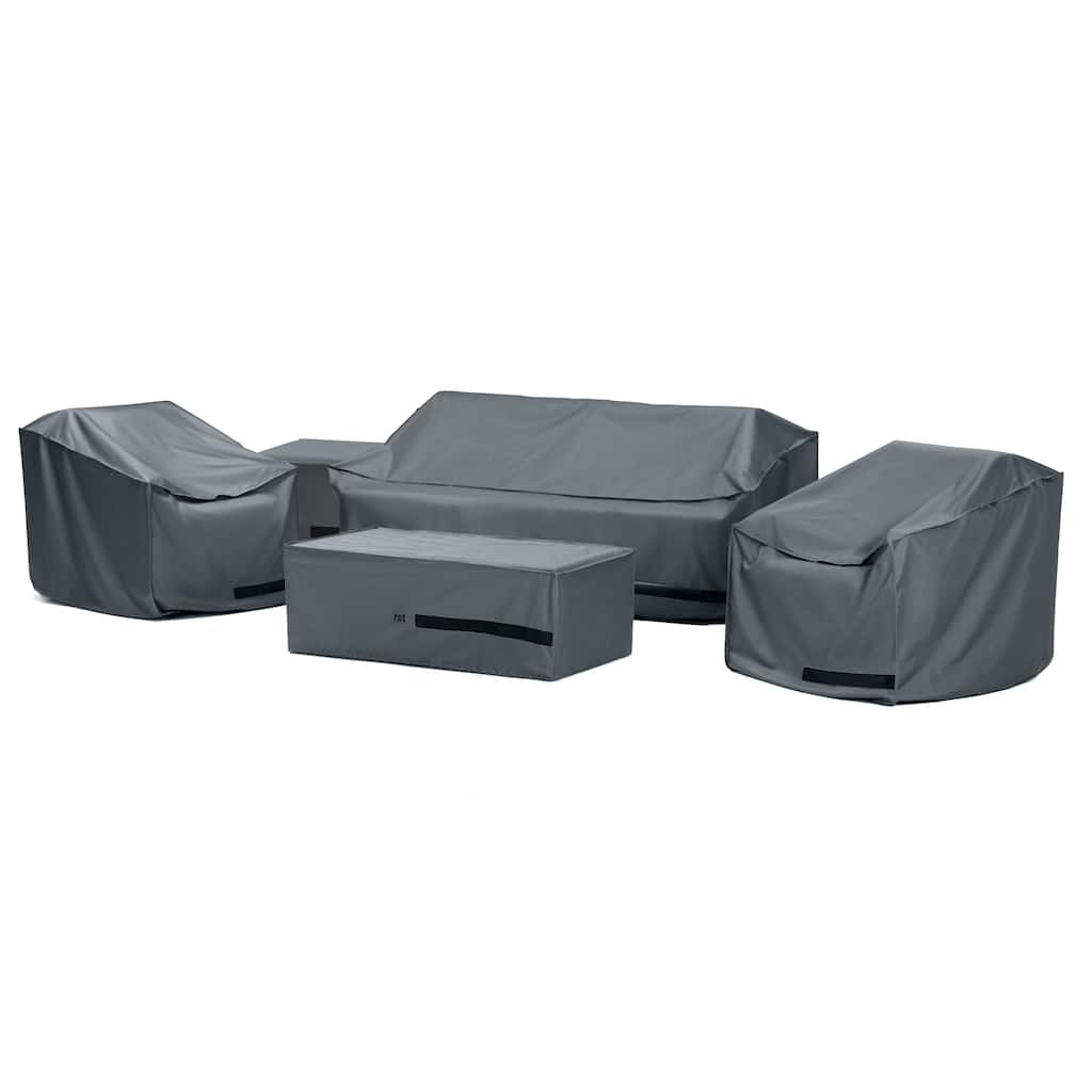 Vaughn 5 Piece Polyester Outdoor Patio Seating Deluxe Furniture Covers - Grey