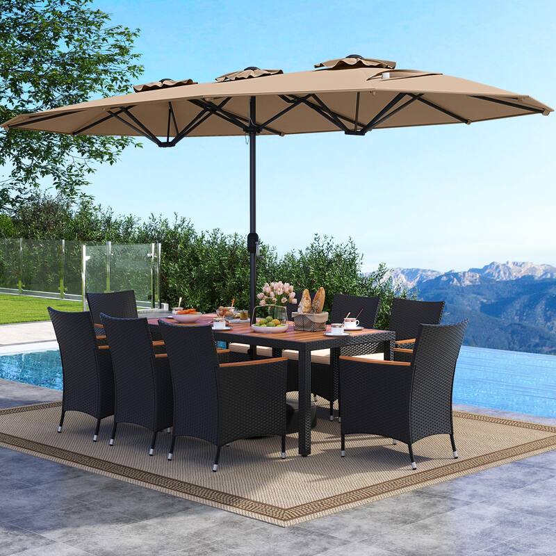 Costway 11 PCS Patio Wicker Dining Set with Double-Sided Outdoor - See Details