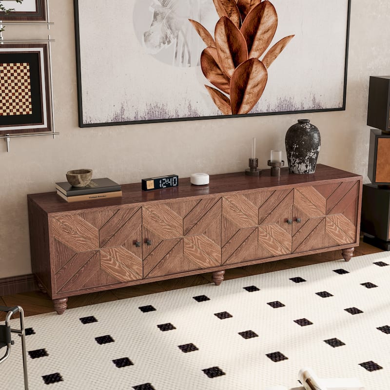 Extendable TV Stand 4 Door Adjustable Media Cabinets TV Console