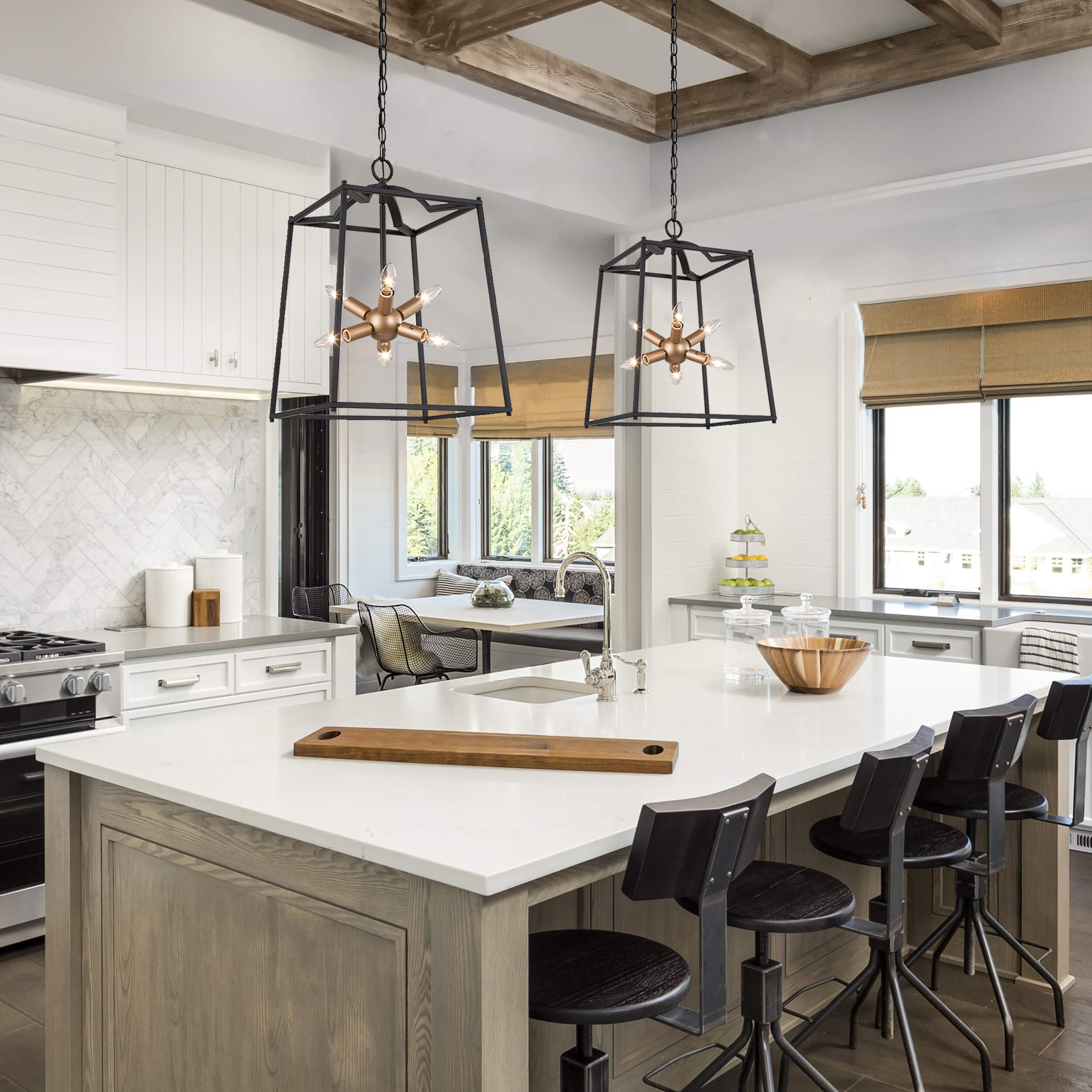 Alestair Mid-century Modern Sputnik 6-light Chandelier Lantern