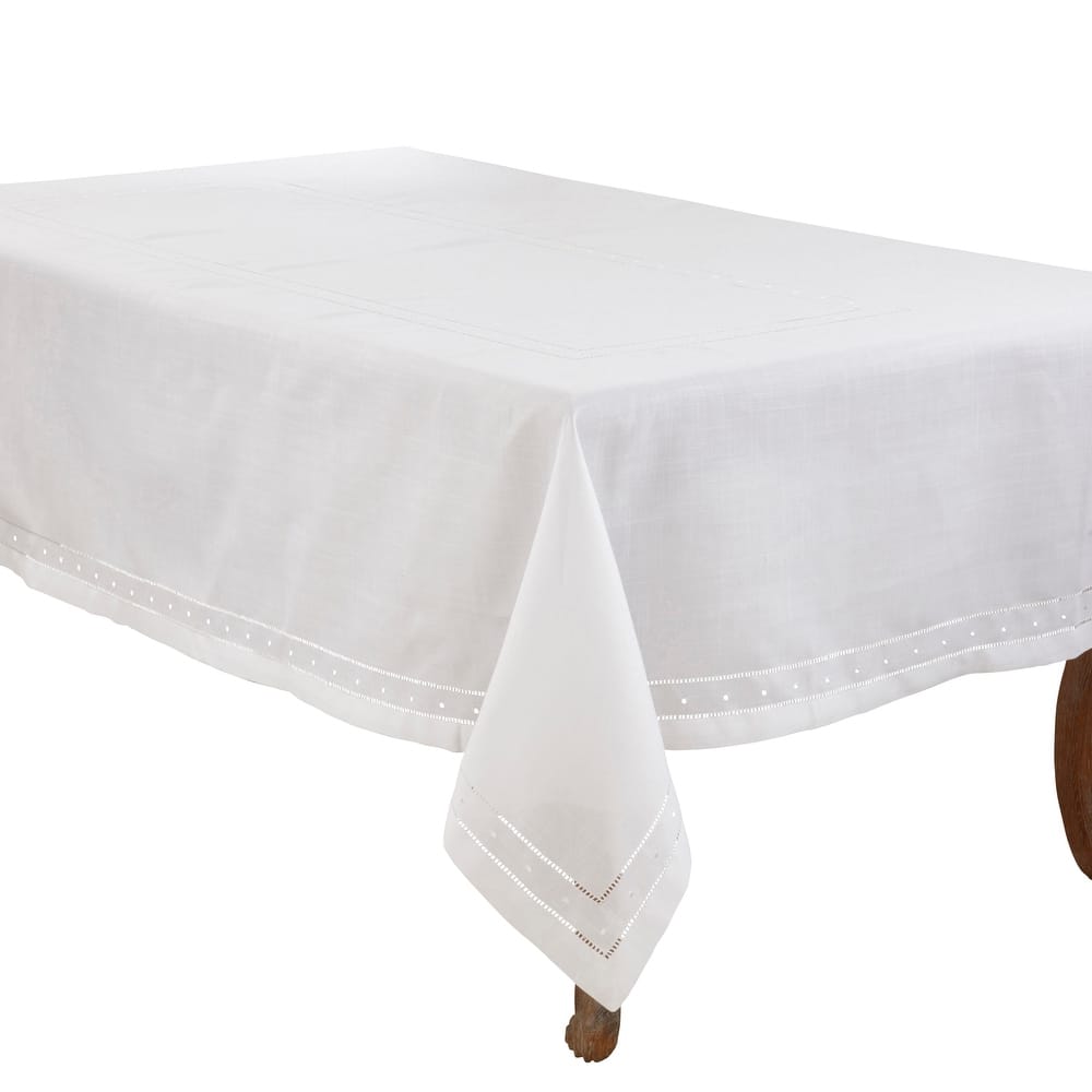 Classic Hemstitch with Embroidered Border Tablecloth