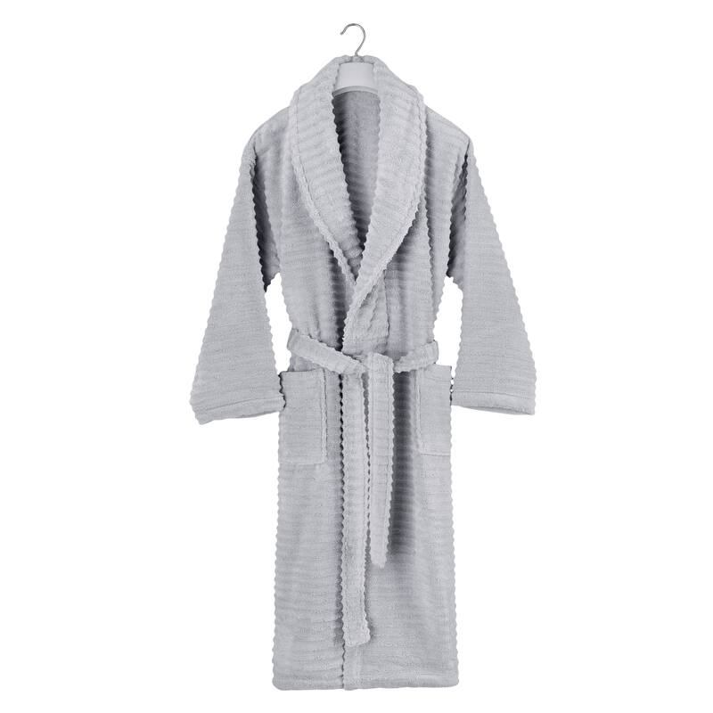 Ribbed Zero Twist Turkish Cotton Unisex Bathrobe